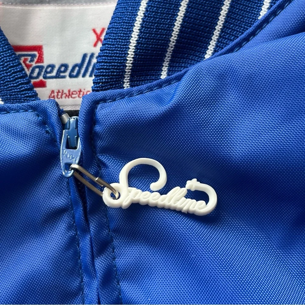 VTG Speedline Athletic Wear Jacket Size XL Blue Streetwear Pullover 1/4 Zip NEW
